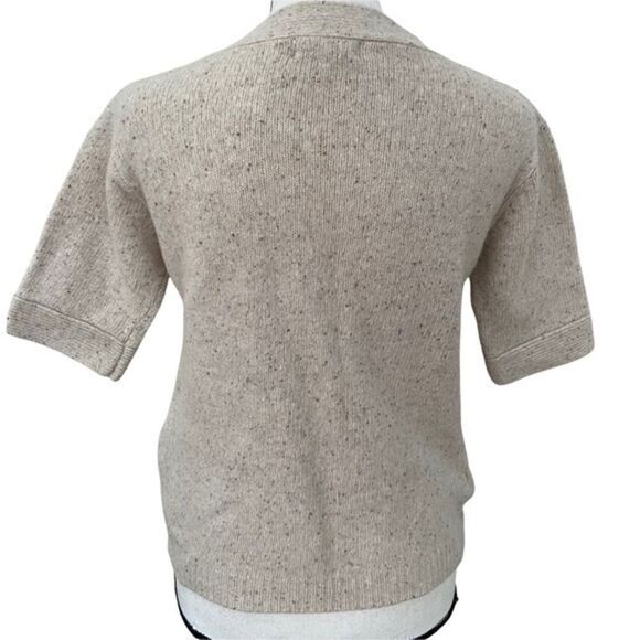 Mango Casual Sportswear wool blend beige short sleeve sweater with pockets sz XS - Picture 2 of 6